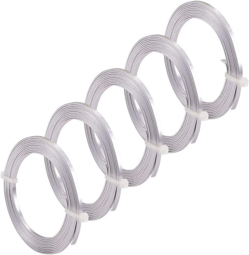 Airssory 5 Rolls Aluminum Wire Wide Flat Plain Bezel Wire for Jewelry Beading Craft Making - 5mm; 2m/6.6FT per Roll, 10m/32.8FT in Total...