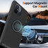 Phone Case with Glass Screen Protector for Xiaomi Redmi 12C/Poco C55 - Black, 360° Rotatable Ring Holder, Magnetic Kickstand, Shockproof Protectiv...