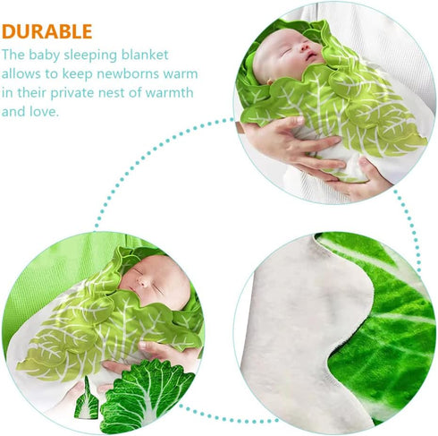 Toddmomy Baby Swaddle Blanket Cabbage Photo Blankets with Hat Infant Swaddle Wrap Unisex Blankets Memory Photography Background Props for Newborn ...