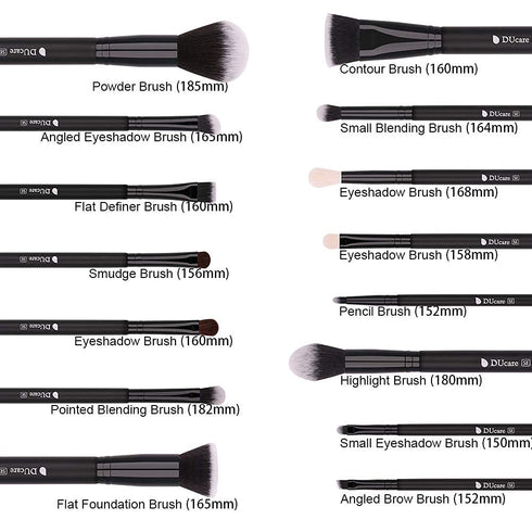 DUcare Makeup Brushes 15Pcs Premium Synthetic Kabuki Makeup Brush Set, Professional Foundation Concealers Powder Blush Blending Face Eye Shadows B...