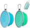 SLSON Dog Bowls Pet Collapsible Bowl with Cover Lids, 2 Pack, Light Blue and Green, Large...
