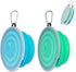 SLSON Dog Bowls Pet Collapsible Bowl with Cover Lids, 2 Pack, Light Blue and Green, Large...