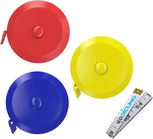 DiCUNO 60-Inch 1.5 Meter Soft and Retractable Tape Measure Medical Body Measurement Tailor Sewing Craft Cloth Dieting Measuring Tape (3 Colors Pac...