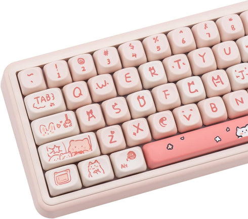 PBT Keycaps, 139 Keys Keycaps 75 Percent, Cute MOA Keycaps Cute Dye-Sublimation, Custom Keycaps Set for 61/64/68/84/87/100/104/108 Cherry MX Mecha...
