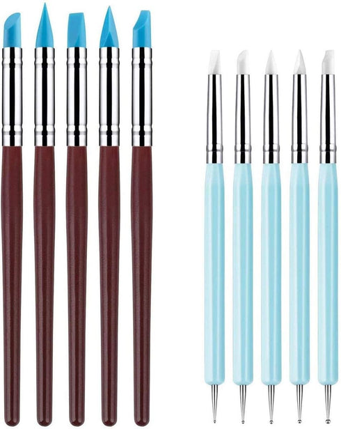 10 PCS Silicone Polymer Clay Sculpting Tool Pen Rubber Tip Color Shaping Wipe Out Carving Pen Brush Modeling Dotting Tool Pottery Craft...