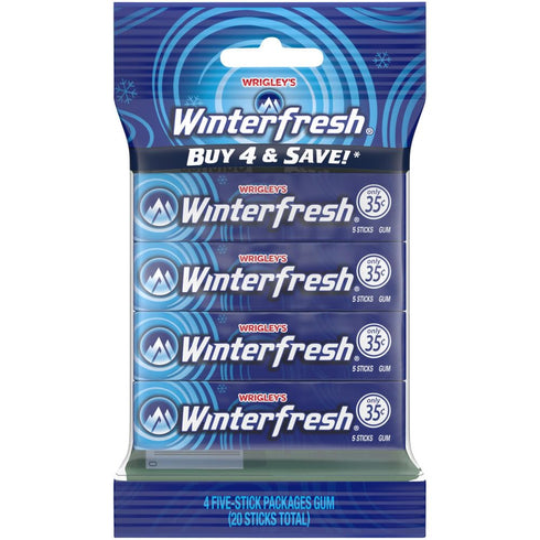 WRIGLEY'S Winterfresh Chewing Gum Bulk Pack, 5 Stick Pack (Pack of 4)...