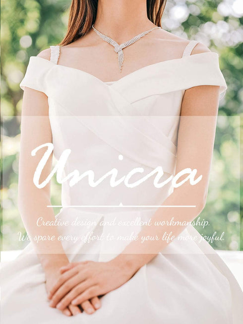 Unicra Bride Silver Necklace Earrings Set Crystal Bridal Wedding Jewelry Sets Rhinestone Bridesmaid Party Choker Necklace Drop Dangle Earrings Set...