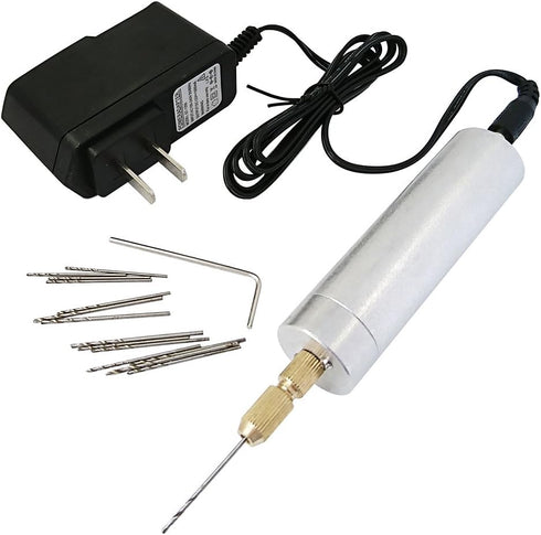 Yakamoz 0.7-1.2mm Mini Micro Electric Aluminum Hand Portable Handheld Drill with 15pcs Drill Bits, 2A Power Supply Included...