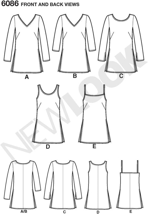 New Look Sewing Pattern 6086 Misses Tops, Size A (10-12-14-16-18-20-22)...
