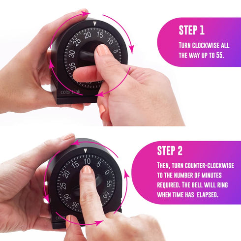 Colortrak 60?Minute Wind?Up Mechanical Timer | Battery?Free Countdown Timer for Kitchen, Salon, Kids, Classroom, and Time Management...