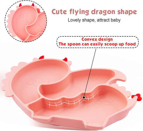 Qshare Toddler Plate, Portable Baby Plates for Toddlers and Kids, BPA-Free Strong Suction Silicone Placemat, 11x8x1 Inch...