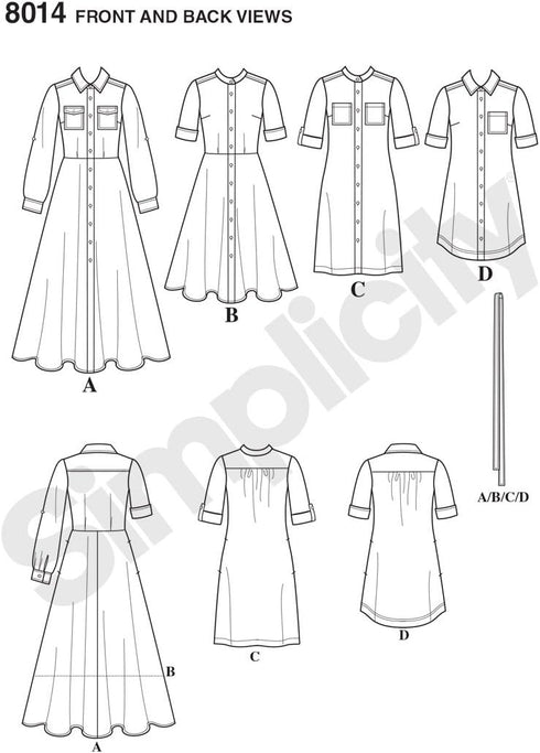 Simplicity 8014 Women's Shirt Dress Sewing Patterns, Sizes 6-14...