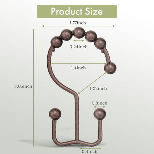 Amazer Shower Curtain Rings, Stainless Steel Shower Curtain Hooks Rings, 12 Pcs Double Glide Shower Rings for Bathroom Shower Curtain Rods Dual Ru...