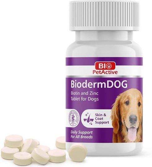 Bio Pet Active BiodermDOG 0.5 Zinc and Biotin Tablets for Dogs, Immune System, Skin, Coat and Nail Support for Dogs, 1.32 oz, 75 Chewable Tablets...