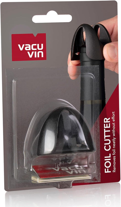 Vacu Vin Foil Cutter - Black - Wine Foil Cutter for Bottles & Foil Remover - 4 Stainless Steel Cutting Wheels - Ergonomic, Compact & Lightweight D...