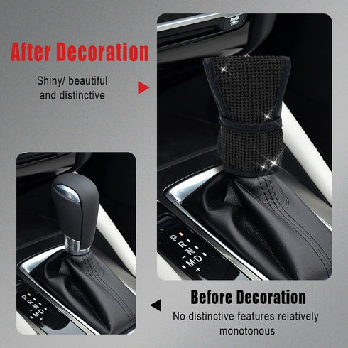 Bling Auto Gear Shift Knob Cover, Knob Gear Stick Protector, Car Shifter Gear Hand Brake Cover with Glitter Bling Rhinestones Automotive Interior ...