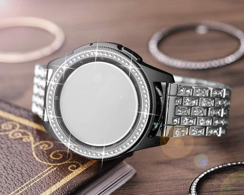 Dsytom Compatible with Samsung Galaxy Watch 42mm Band Women+ Bezel, 20mm Jewelry Watchband & Bezel Ring Cover Diamond Strap Bracelet for Galaxy Wa...