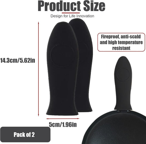 2 Pack Silicone Pan Handle Sleeve, Heat Resistant Cast Iron Skillet Handle Covers for Pots and Pans, Assist Handle Holder Grip for Kitchen Frying ...