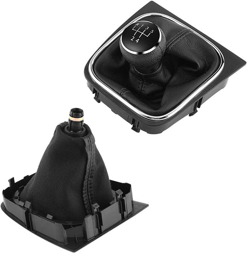 KIMISS 5 Speed Car Gear Shift Knob Boot Gearstick Gaiter Kit Manual/Auto Gear Shifter Boot Cover Replacement for Golf 6 MK5 MK6 for Jetta 2005-201...
