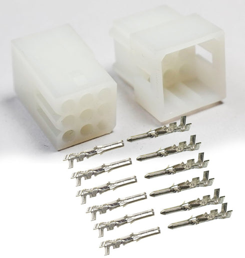 Molex (9-Circuits) Male & Female Receptacle Plug, w/Terminal sockets w/18-24 AWG Standard .062" Pins, Pitch 3.68mm...