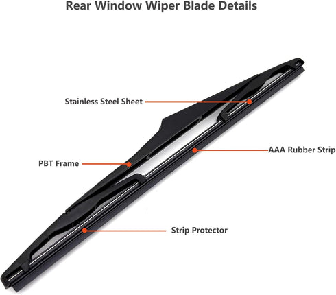 Rear Wiper Arm & Wiper Blade Replacement for Jeep Wrangler 2007-2017 / Jeep Wrangler JK 2018, Factory OE Style Rear Windshield Wiper Arm & Wiper B...