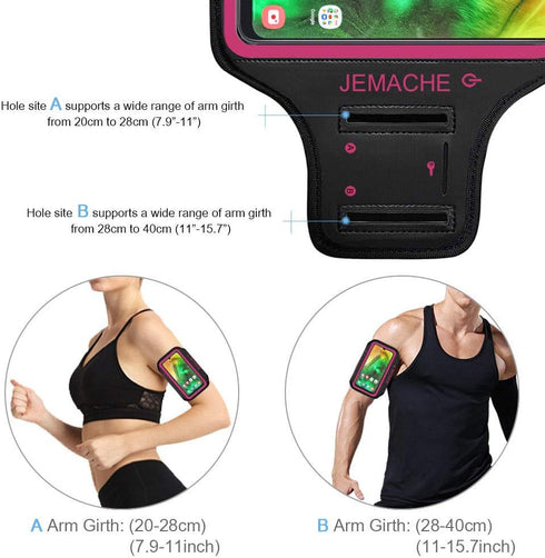 Galaxy A56 A55 A54 Armband, JEMACHE Water Resistant Gym Running Workouts Arm Band for Samsung Galaxy A52 A53 A54 A55 A56 with Key Holder (Rosy)...