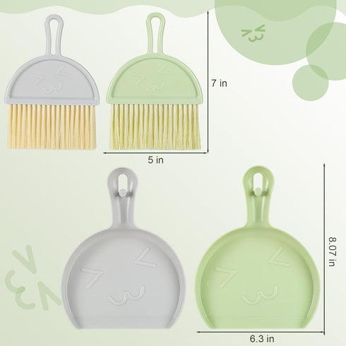 Small Broom and Dustpan Set, 2PCS Mini Dust Pan and Brush Set, Kids Broom Dustpan Brush, Handheld Dust Pan with Cleaning Brush Combo for Home, Tab...