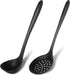 Silicone Soup Ladle Spoon Set of 2,Silicone Nonstick Large Skimmer Slotted Spoons,Kitchen Ladle Strainer Spoons Heat Resistant Cooking Utensil for...