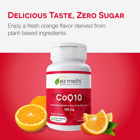 EZ Melts Dissolvable CoQ10 Supplement 100 mg, Sugar-Free, 2-Month Supply...