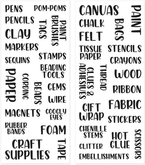 Craft Room Organization Labels Paper Sticker - 2 Sheets - 5 x 12 Inches...