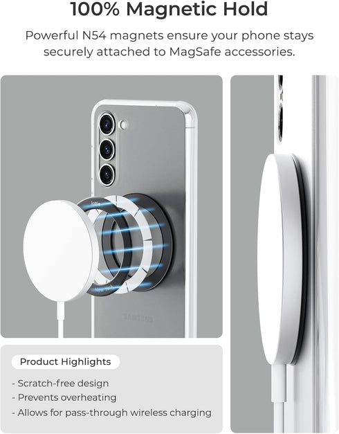 iOttie Universal MagSafe Ring Adapter for Android (2 Pack). Magnetic Adapter Ring Compatible with MagSafe Accessories & Wireless Chargers, Adhesiv...