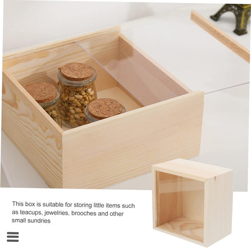 Box Storage Wooden Box Piggy Bank for Adults Art and Crafts for Adults Wooden Tea Organizer Jewelry Storage Case Clear Display Case Sundries Stora...