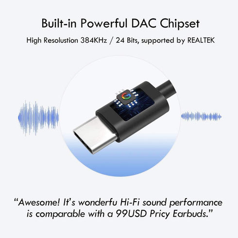 USB Earbuds with USB-A to C Adapter, USB-C + USB-A Earbuds Headphones Compatible with Samsung Smartphones, Laptop PC, Mac, Advanced DAC Sound Card...