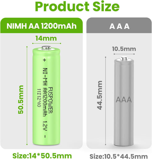 Ni-MH AA Rechargeable Batteries AA 1.2V 1200mAh Nimh Rechargeable Batteries for Solar Lights, Recharge up to 1000 Times (12 Count (Pack of 1))...