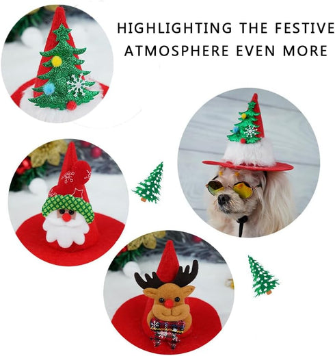 Santa Claus Dog Hat Deer Horn Dog Clothing Christmas Hat Cat Dog Hat Adjustable Christmas Tree Hat Elk Pet Hat Dog Head with Cute Little Dog Head ...