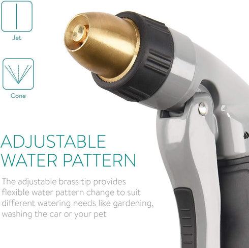 Navaris Garden Hose Nozzle Spray - High Pressure Metal Water Gun Sprinkler with Ergonomic Trigger for Lawn, Gardening, Car Washing, Watering Plant...