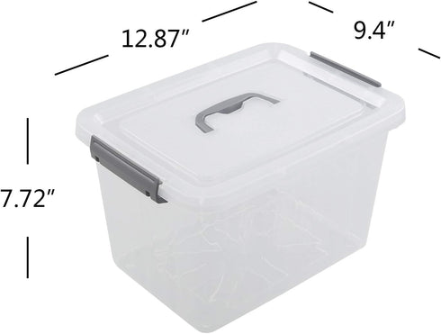 4-Pack Clear Plastic Storage Latch Box with Lids, 10 L...