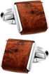 Mens Natural Handmade Rosewood Cufflinks Handcrafted Wooden Square Cuff Links (Bruma Rosewood)...
