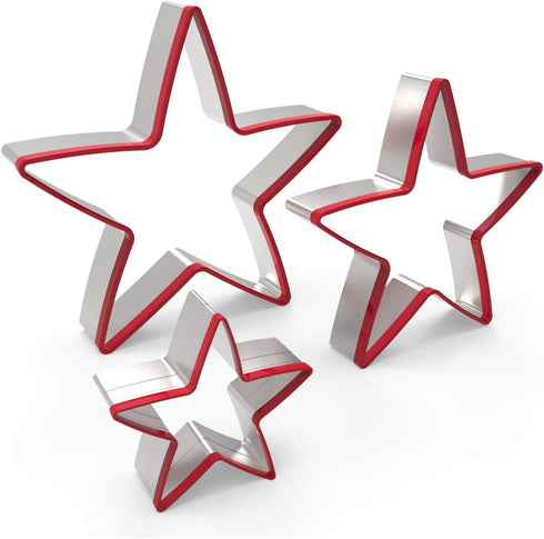 Star Cookie Cutters Set 3pcs Stainless Steel,Food Grade Large & Mini Star Cookie Cutter for Pressing cookie, sandwich and bread...
