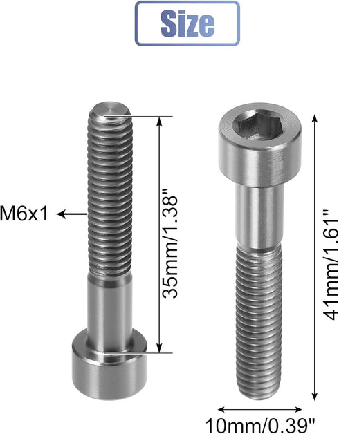 uxcell Titanium Tone Universal M6x35 Bike Stem Bolt Bicycle Bike Headset Stem Bolt Bike Bicycle Accessory...