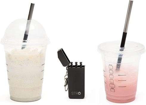 STRO Portable Reusable Metal Straw with Travel Case & Built-in Cleaning Brush, Stainless Steel Straws Drinking Straw for 20 and 30 oz Tumblers, Ca...