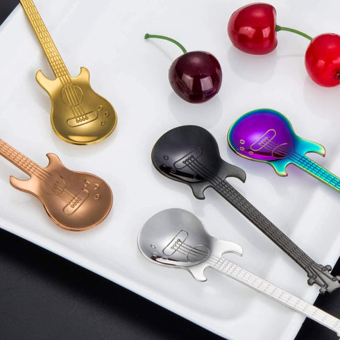 Guitar Spoon Set Stainless Steel Coffee Spoon - Demitasse Espresso Spoons 5pcs Solike...