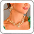 Unicra Gold Crystal Bridal Wedding Jewelry Set Pearl Necklace Earrings Sets Rhinestone Formal Costume Jewelry for Women and Brides...