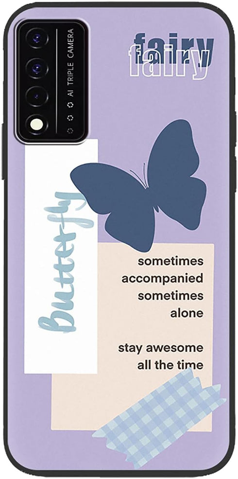 for T-Mobile Revvl V+ 5G / V Plus 5G Case with 2 Tempered Glass Screen Protectors, Butterfly Pattern Design, Slim Shockproof Protective Soft Silic...