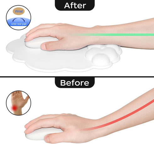 JIKIOU Mouse Pad Wrist Support with Leather Surface,Cloud Wrist Rest Mousepad with Memory Foam,Non-Slip PU Base Mouse Pad for Home Office Laptop M...