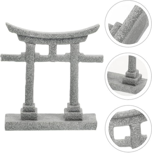 GANAZONO Japanese Shinto Shrine Torii Gate Aquarium Torii Miniature Ornament Bridge Landscape Ornaments for Fish Tank Decoration...