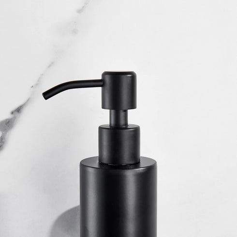 BATHSIR Matte Black Soap Dispenser, Refillable Shower Soap Dispenser Wall Mounted, Stainless Steel Clear Hand Soap Dispenser with Pump for Bathroo...
