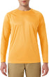 Men's UPF 50+ Rash Guard Swim Shirt Long Sleeve Moisture Wicking Quick Dry Lightweight Wrinkle-resistant Fishing Running, Honey Yellow, Large...