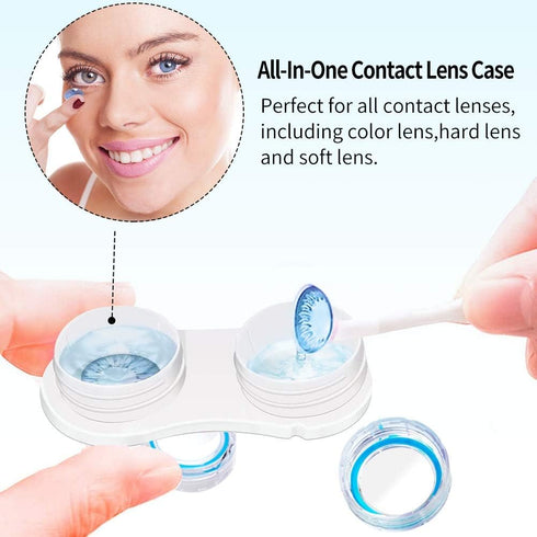 12 Pack Clear Contact Lens Case, Portable Contact Lenses Case with Tweezer Remover Tool Solution Bottle Contacts Soak Storage Container Kit for Tr...