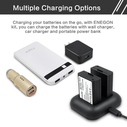 ENEGON LP-E10 Replacement Battery (2-Pack 1680mAH) and Rapid Dual Charger for Canon LP E10 Canon EOS Rebel T3 T5 T6 T7 T100 Kiss X50 X70 X80 X90 1...